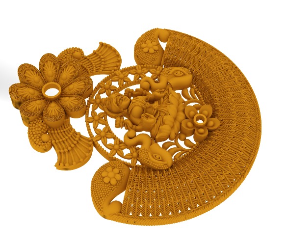 Lakshmi devi pendant 3D print model_3