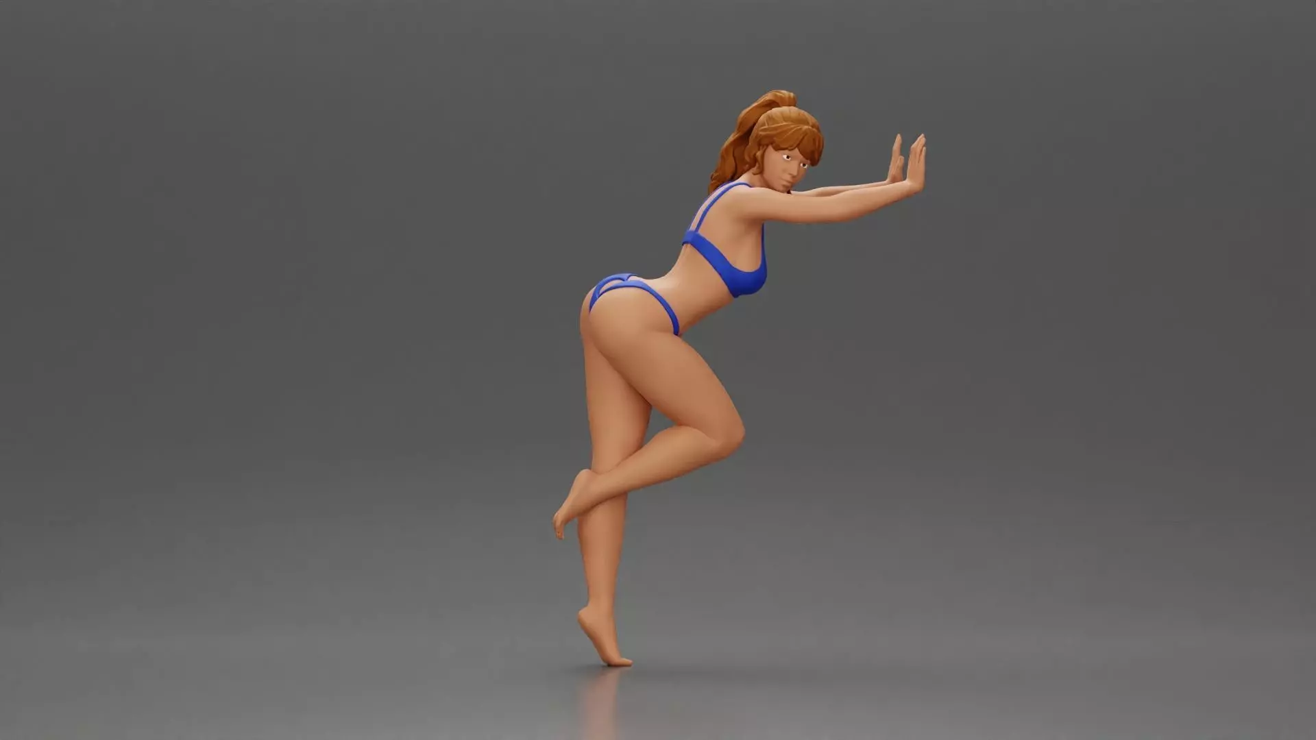Woman in a leaning on the car with her hands on the beach 3D print model