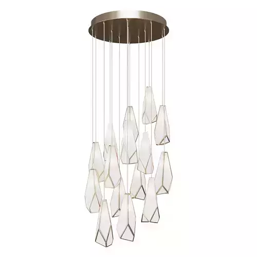 Glace White 15-Light Round Multi-Drop Pendant