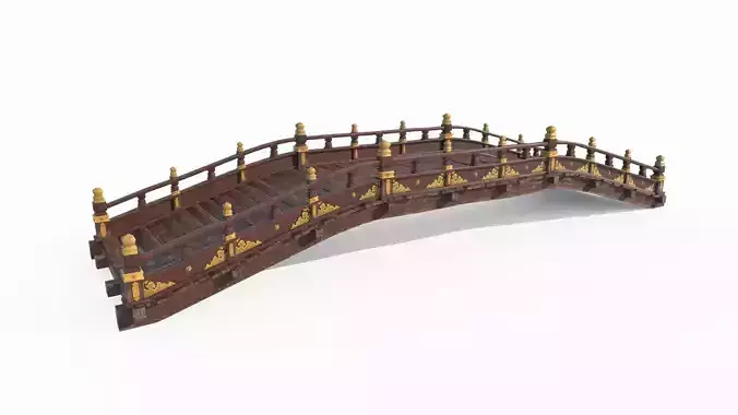 Asian ancient architecture wooden arch bridge