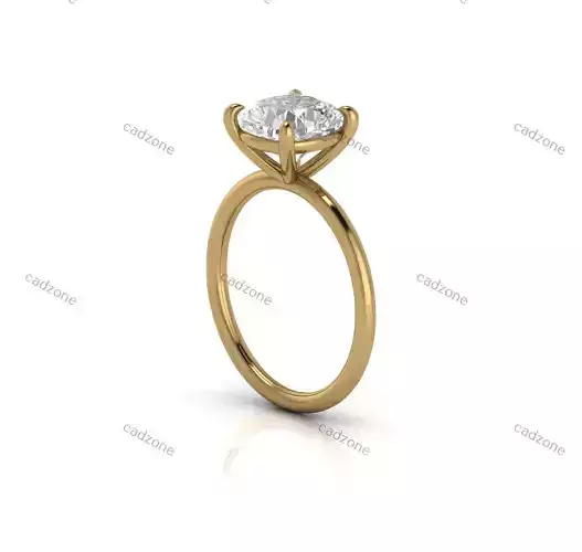 Classic Cushion Cut Solitaire Engagement Ring-3D Model
