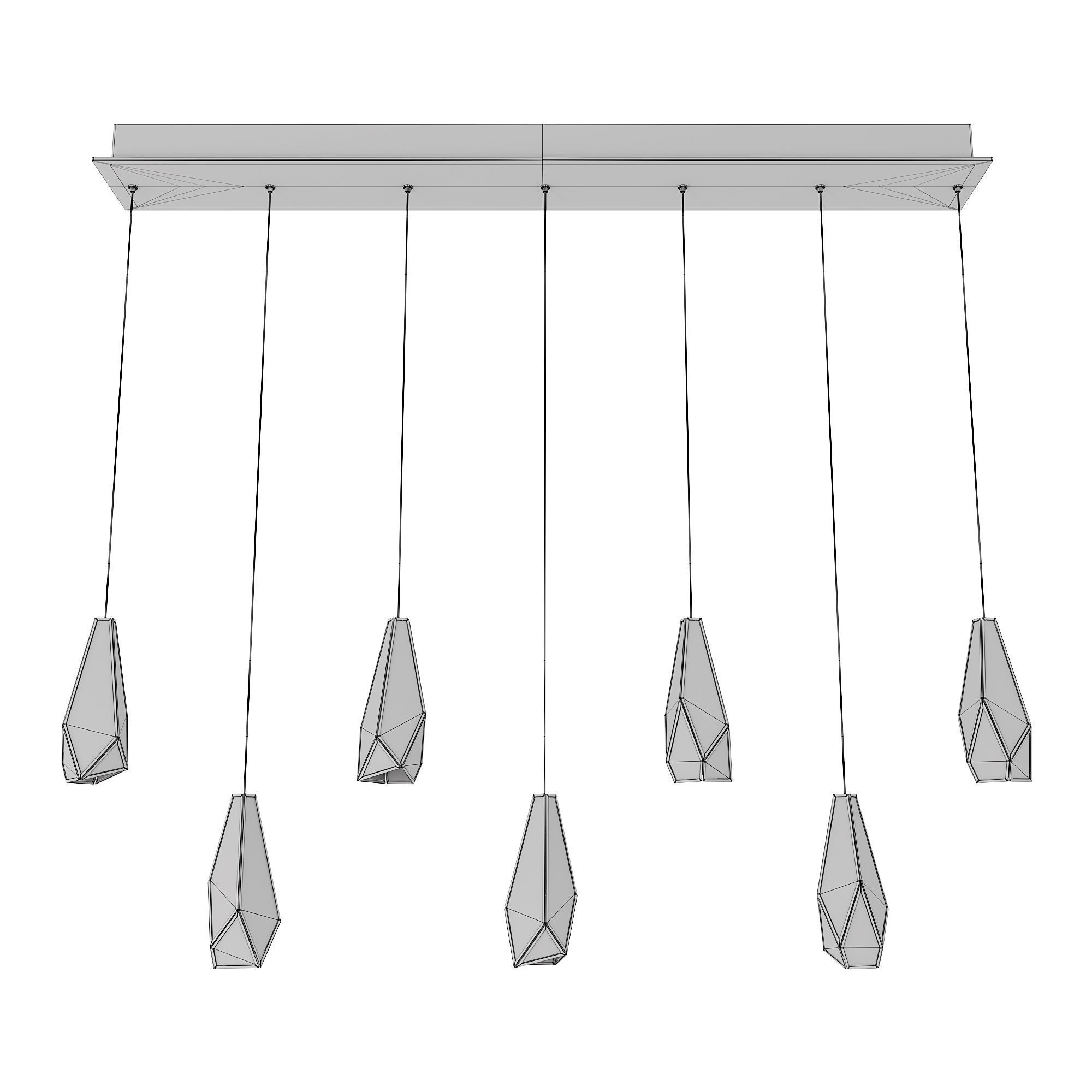 Glace White Rectangular 7-Light Multi-Drop Pendant 3D model_5