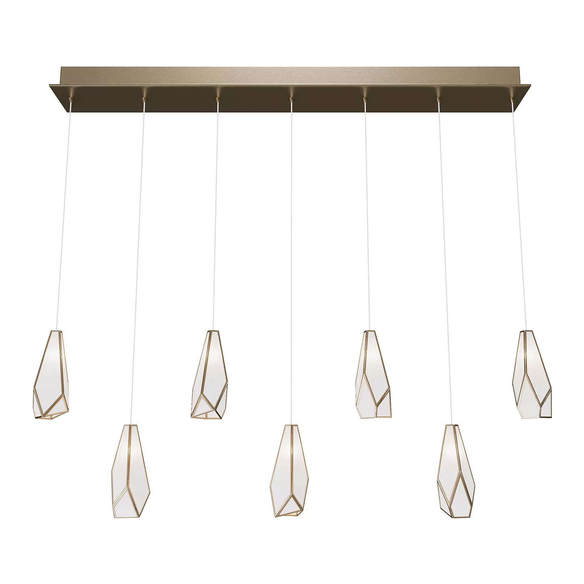 Glace White Rectangular 7-Light Multi-Drop Pendant 3D model_0