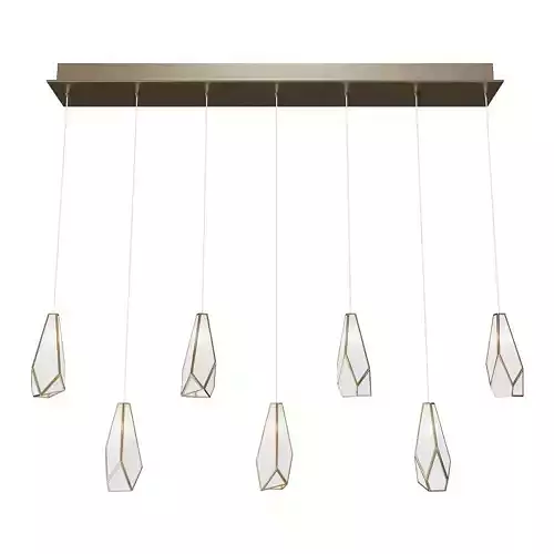 Glace White Rectangular 7-Light Multi-Drop Pendant