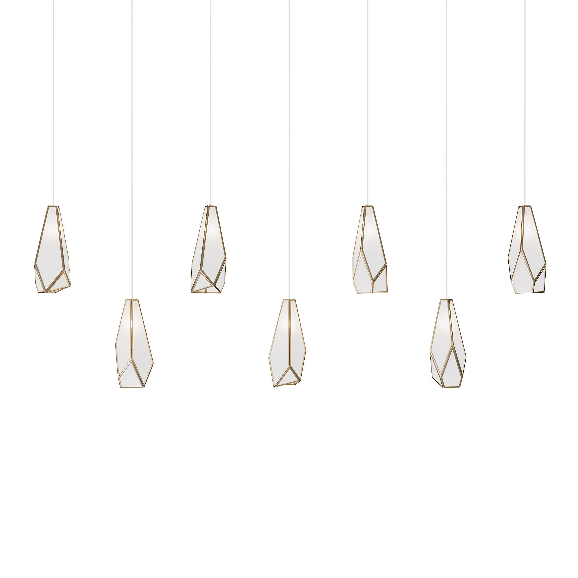 Glace White Rectangular 7-Light Multi-Drop Pendant 3D model_1