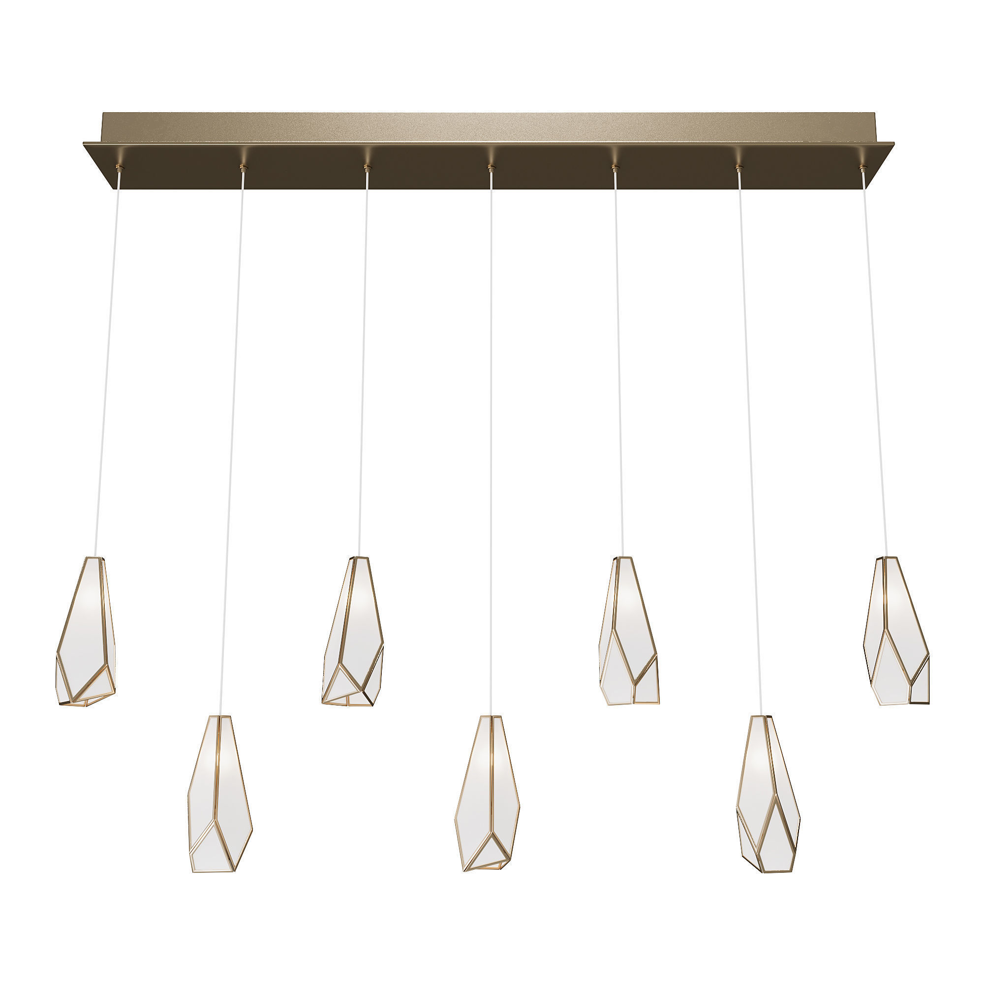 Glace White Rectangular 7-Light Multi-Drop Pendant 3D model_3