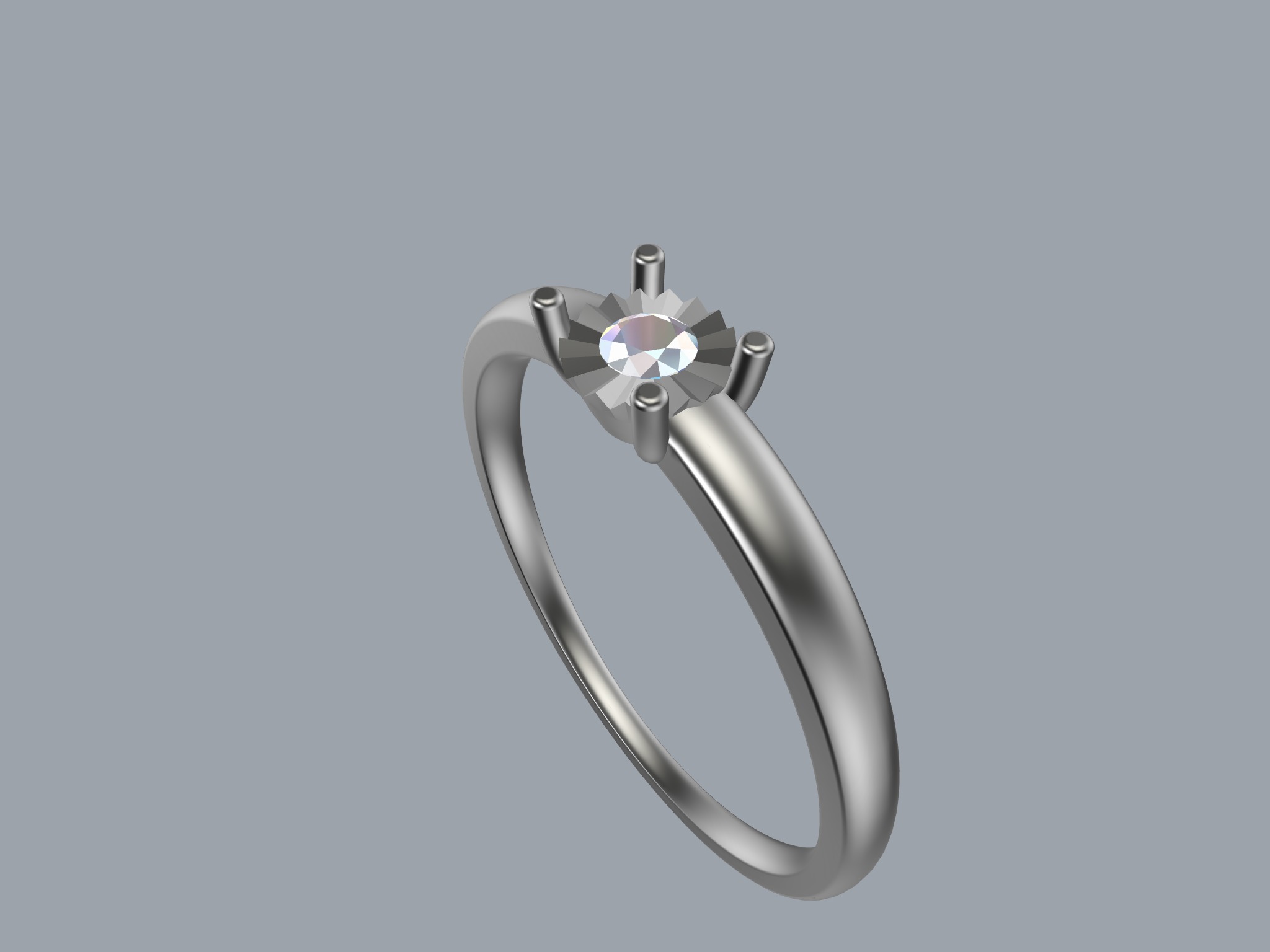 Illusion Setting Solitaire Ring 3D print model_13