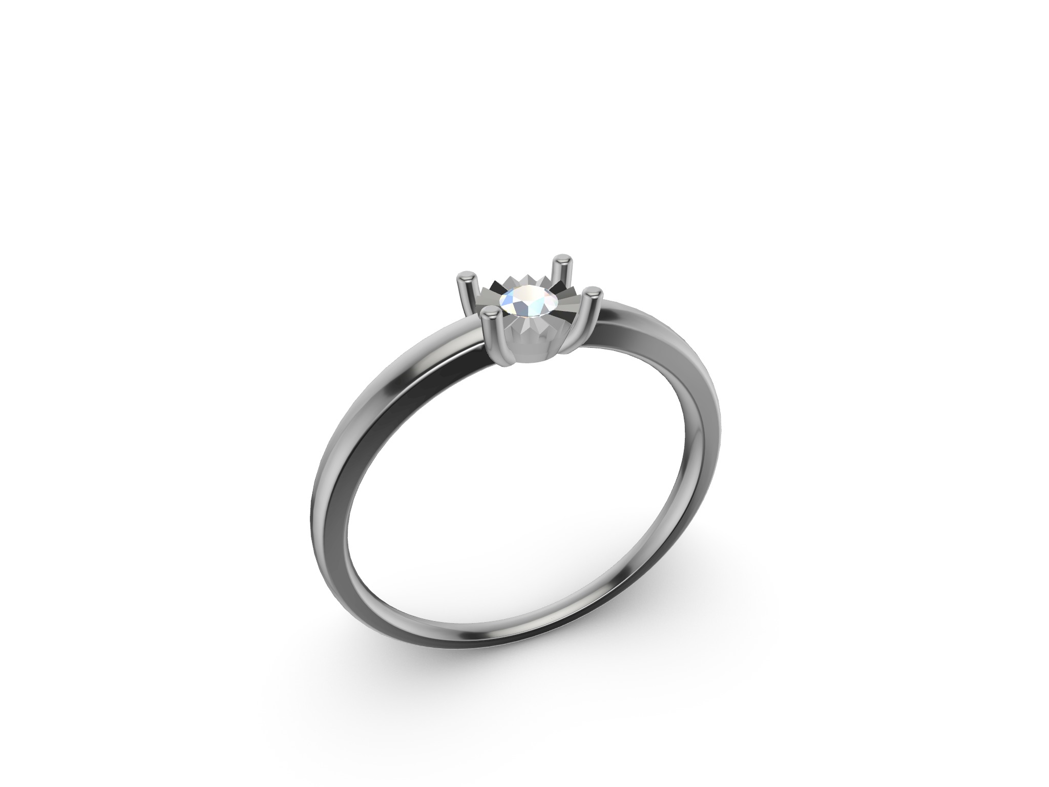 Illusion Setting Solitaire Ring 3D print model_4