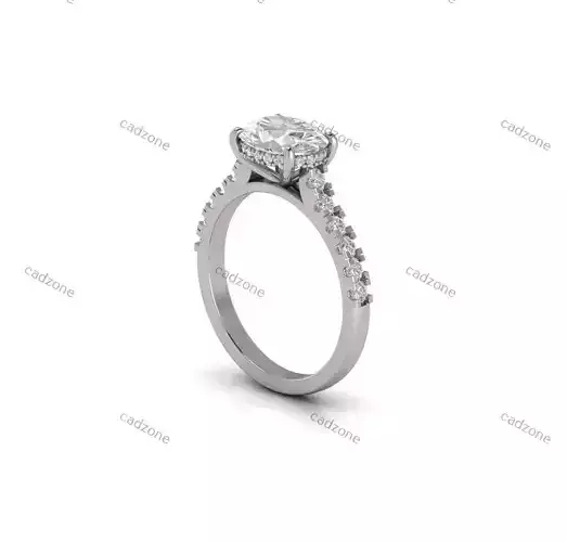 Elegant Oval Cut Diamond Engagement Ring-3D Model