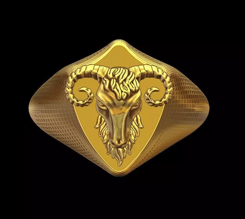 Ram Head Ring 3D print model_0