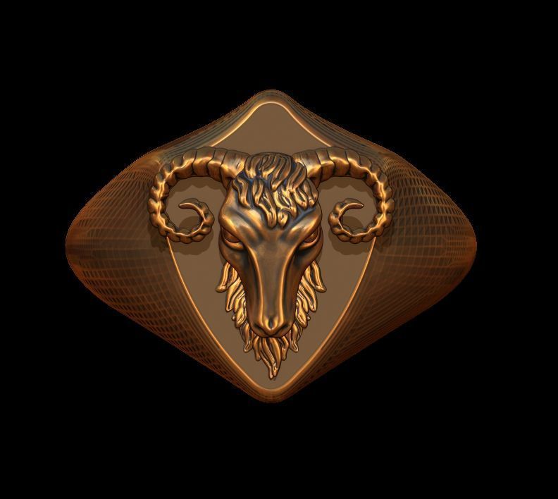 Ram Head Ring 3D print model_1