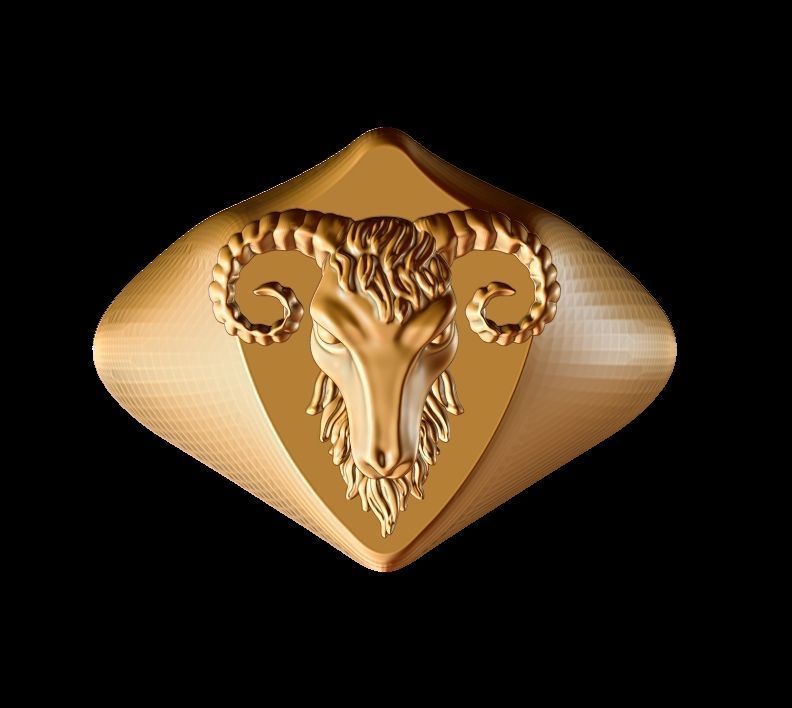 Ram Head Ring 3D print model_9