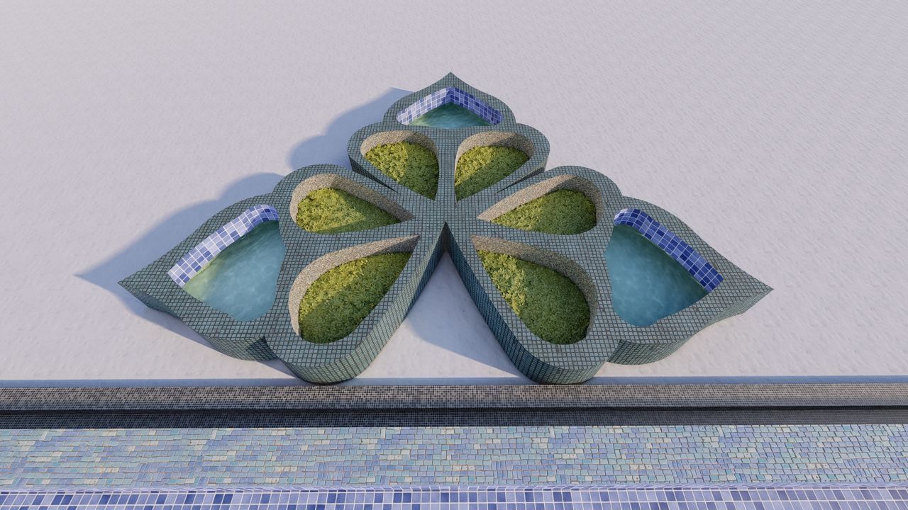 Octagonal Pool-Geometric Pool 3D model_20