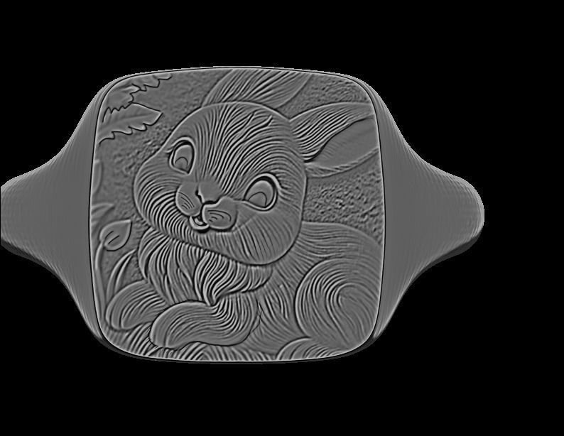 Cute Rabbit Ring 3D print model_6