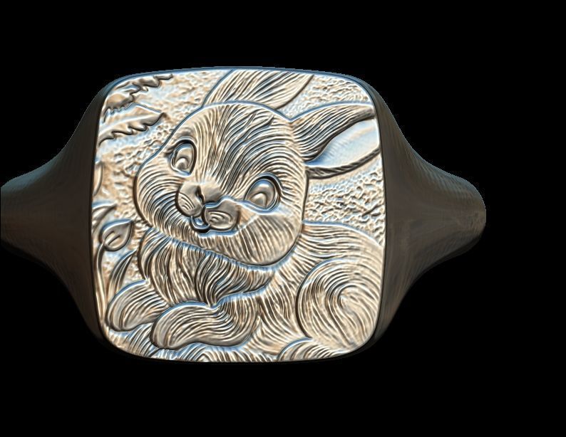 Cute Rabbit Ring 3D print model_7