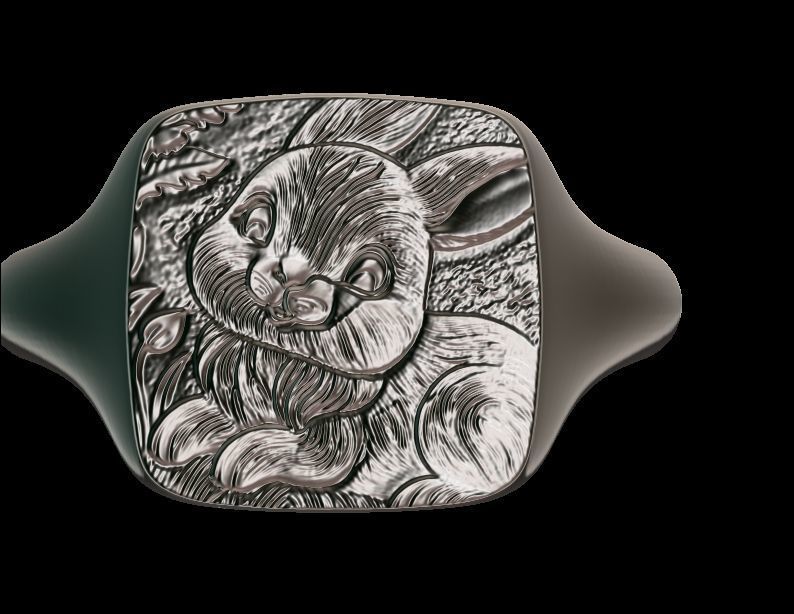 Cute Rabbit Ring 3D print model_2