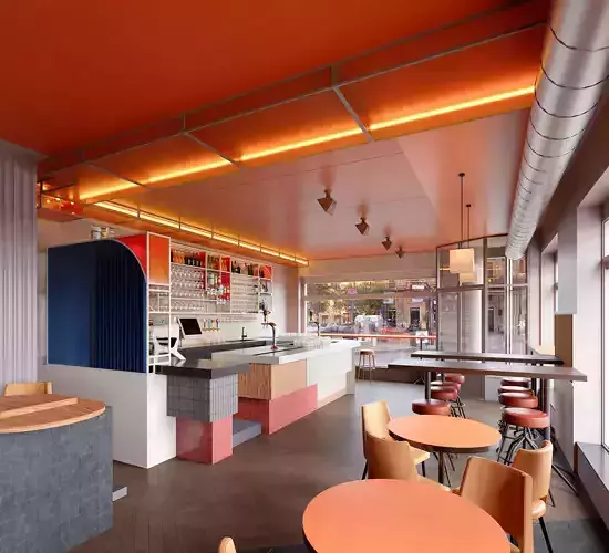 Indoor bar during the day