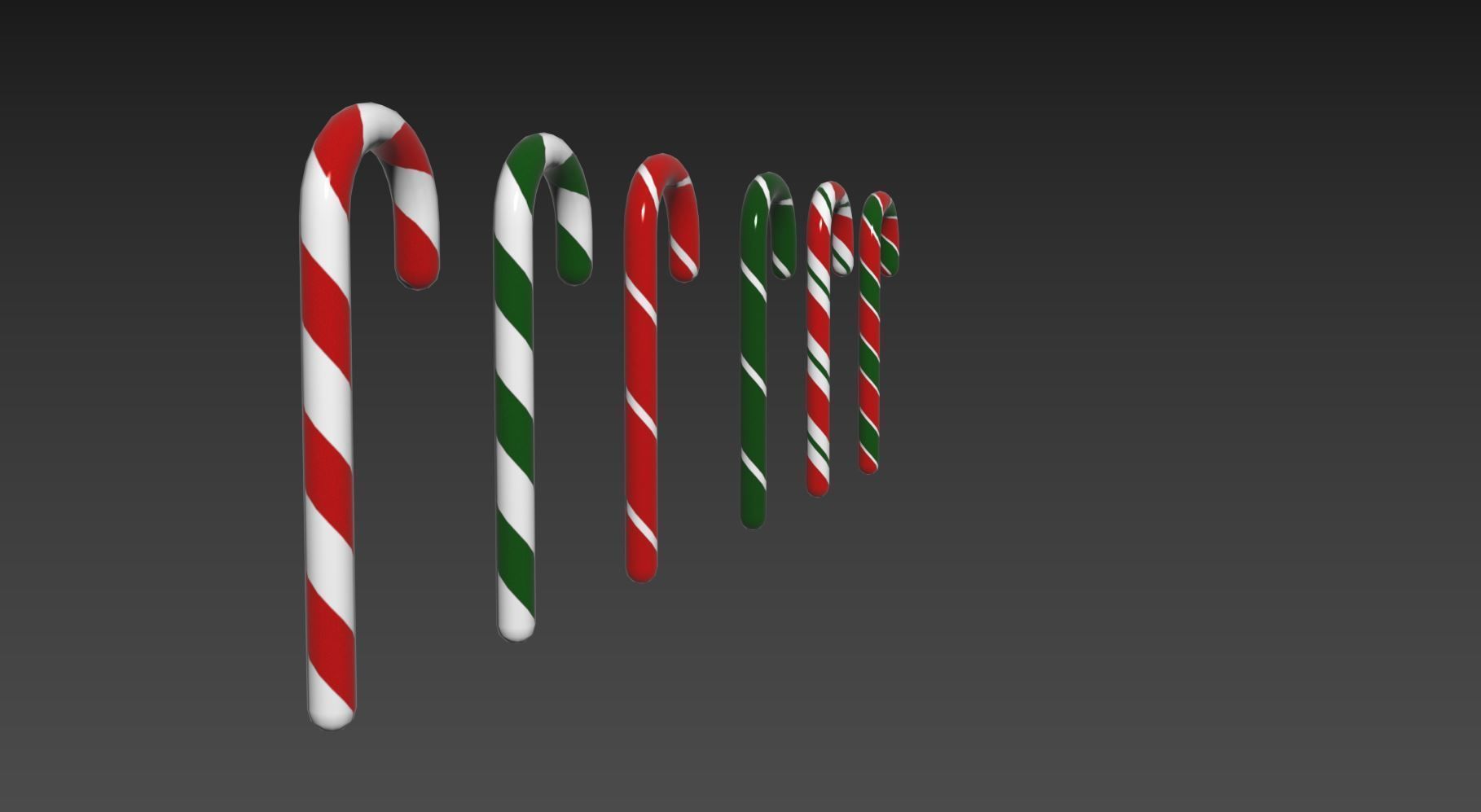 Free Christmas Candy Canes Free low-poly 3D model_3