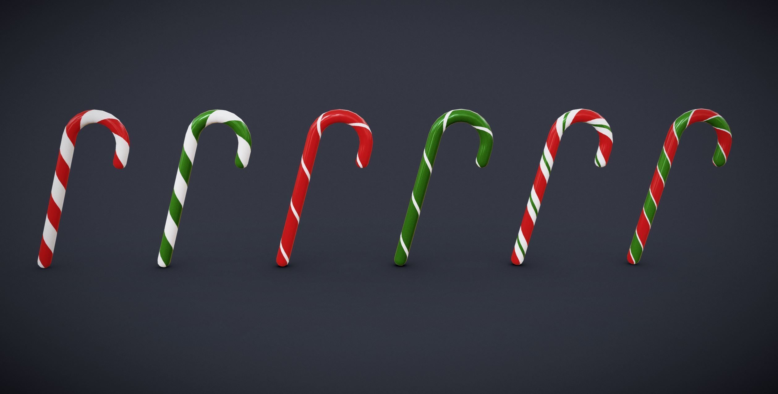 Free Christmas Candy Canes Free low-poly 3D model_1