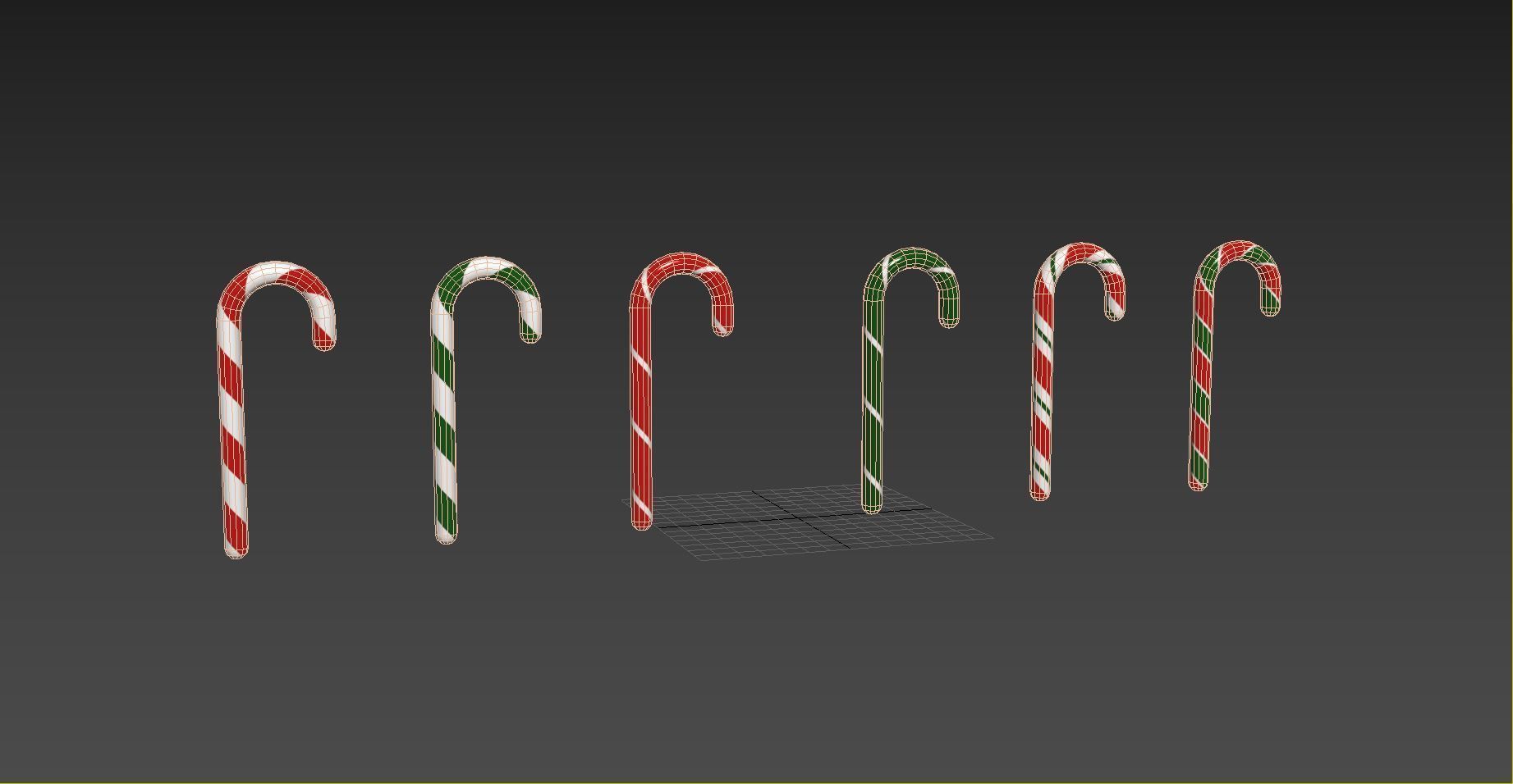Free Christmas Candy Canes Free low-poly 3D model_2