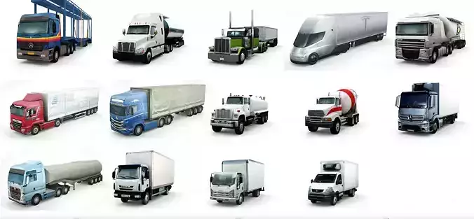 14 Low-Poly Trucks vol1