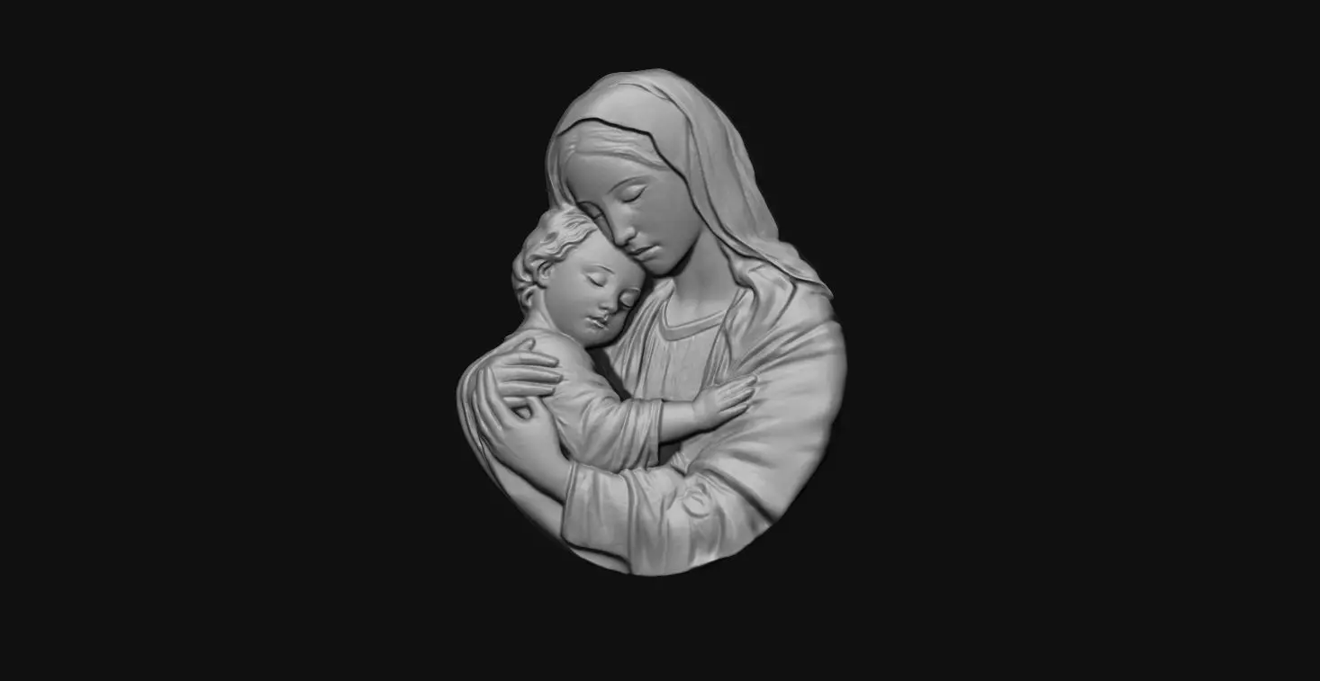 Mary with Baby Jesus Pendant 01 3D print model