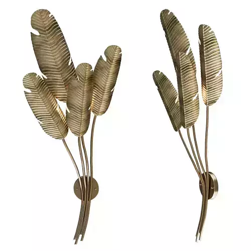 Tropical Brass Multi-Leaf Wall Sconce