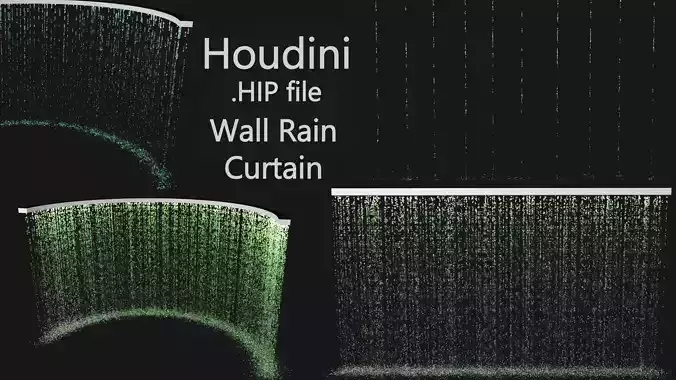 Waterfall Wall Rain Curtain Fountains HIP file 3D model