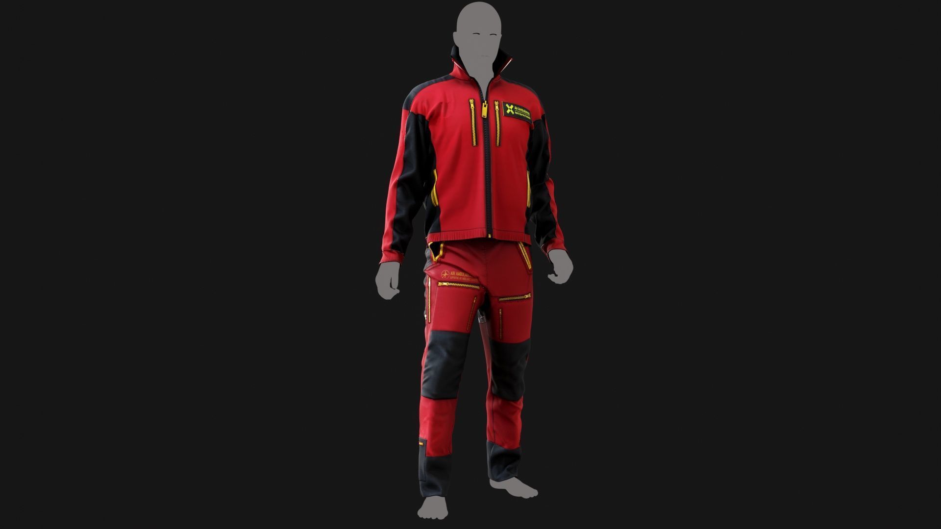 Helicopter Flight Suit  Jacket   GameReady for GTA Online Low-poly 3D model_4