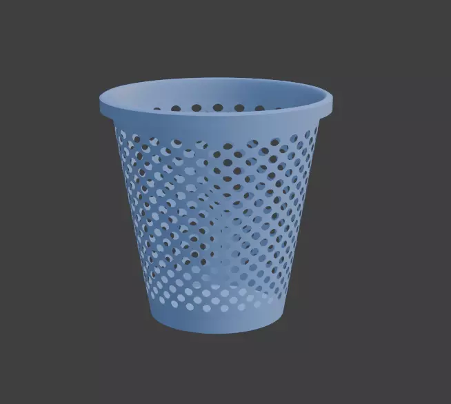 A blue plastic Dustbin or Trash Bin 3D model_0