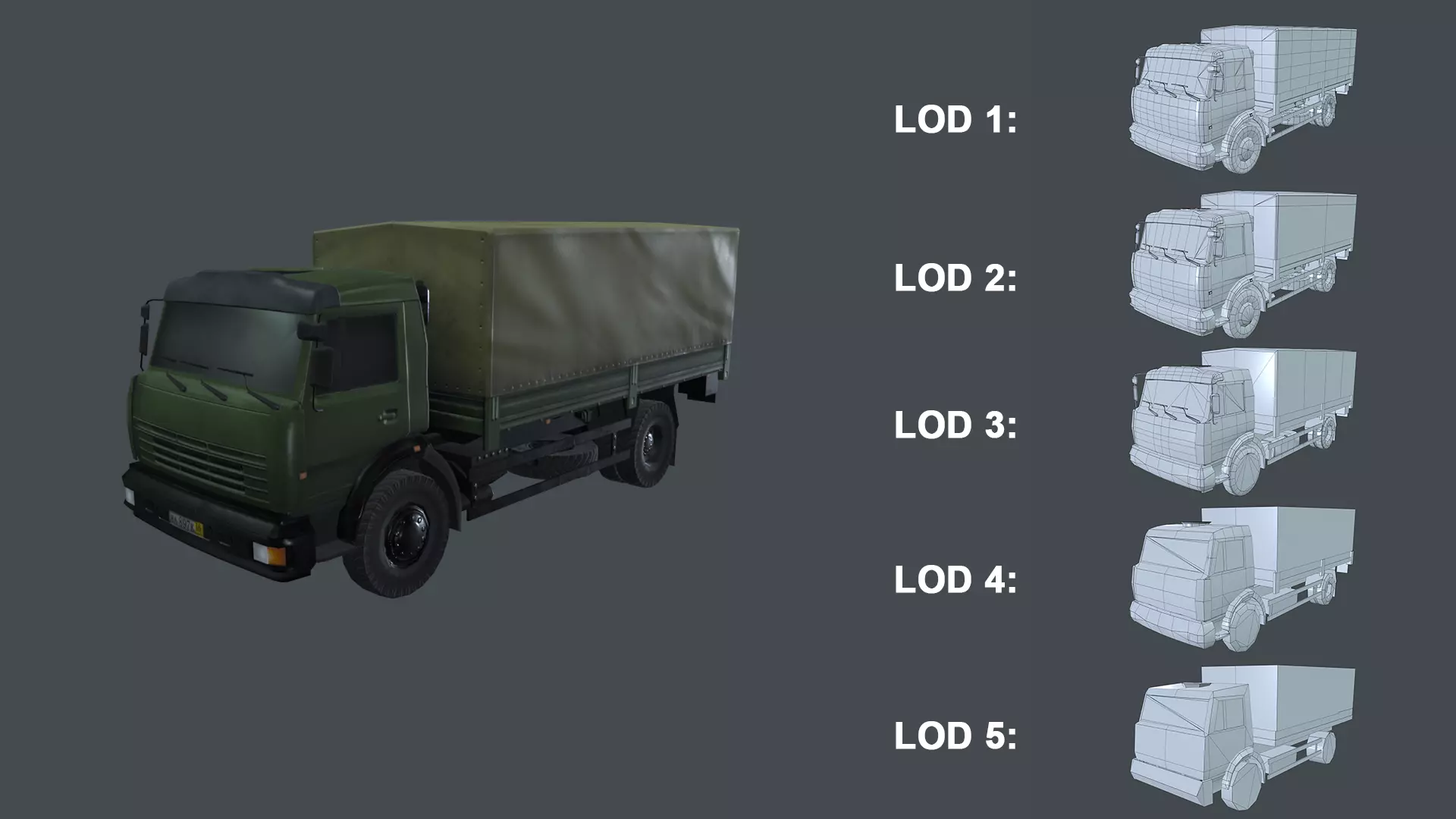 Asset - Army - Kamaz - 3D MODEL Low-poly Low-poly 3D model_0