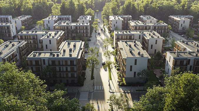 Archexteriors vol 44 - housing estate scene 3D model 2
