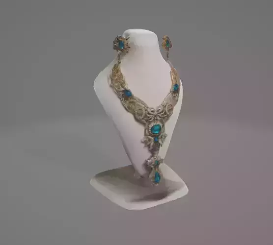 3D Scanned Jewelry Stand with Necklace Realistic Display Model