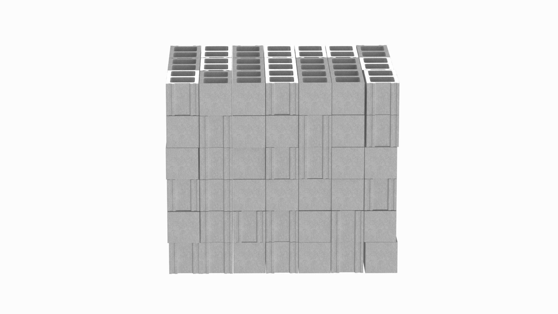 Cinder Blocks Stack 3D model_3