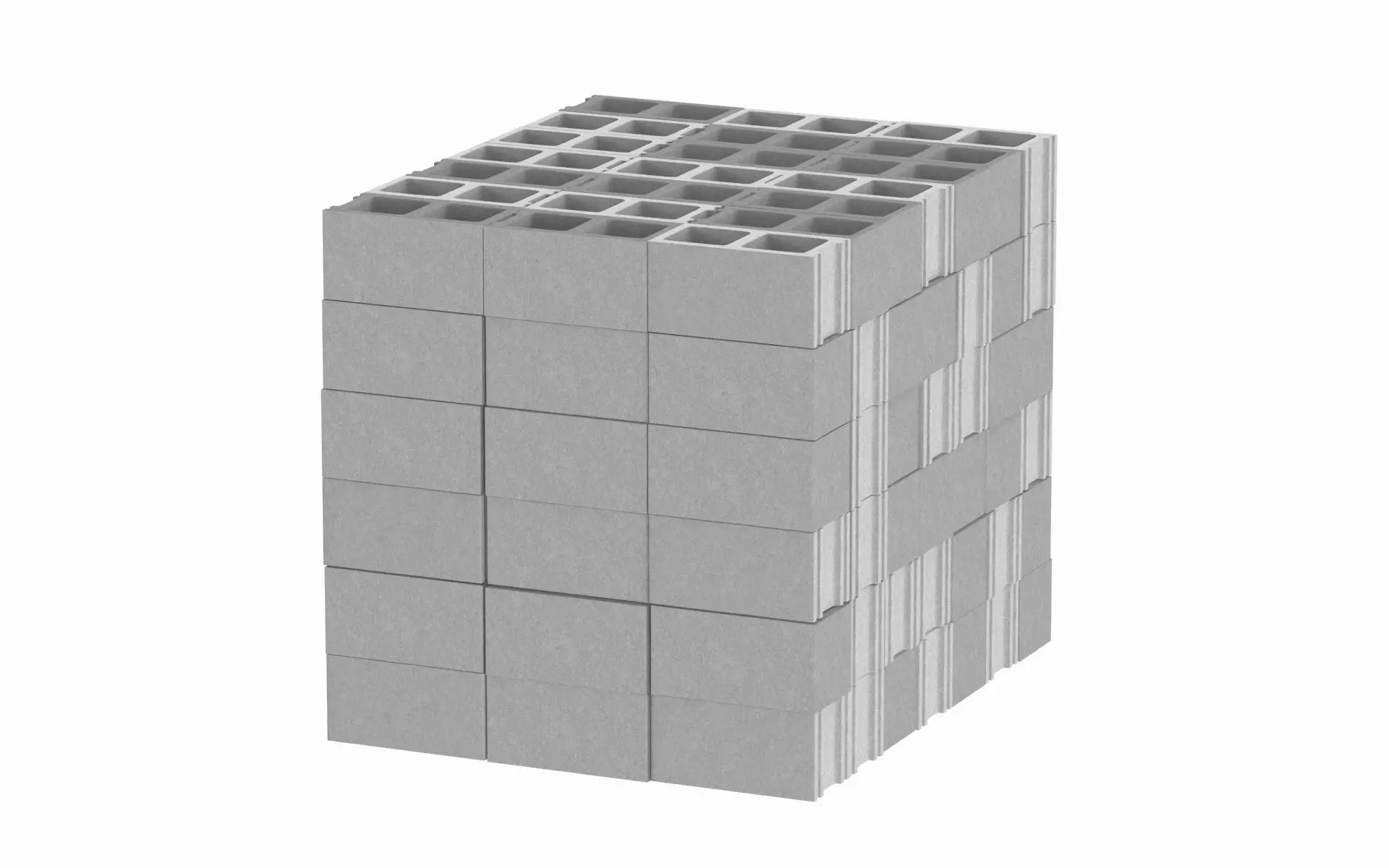 Cinder Blocks Stack 3D model_0