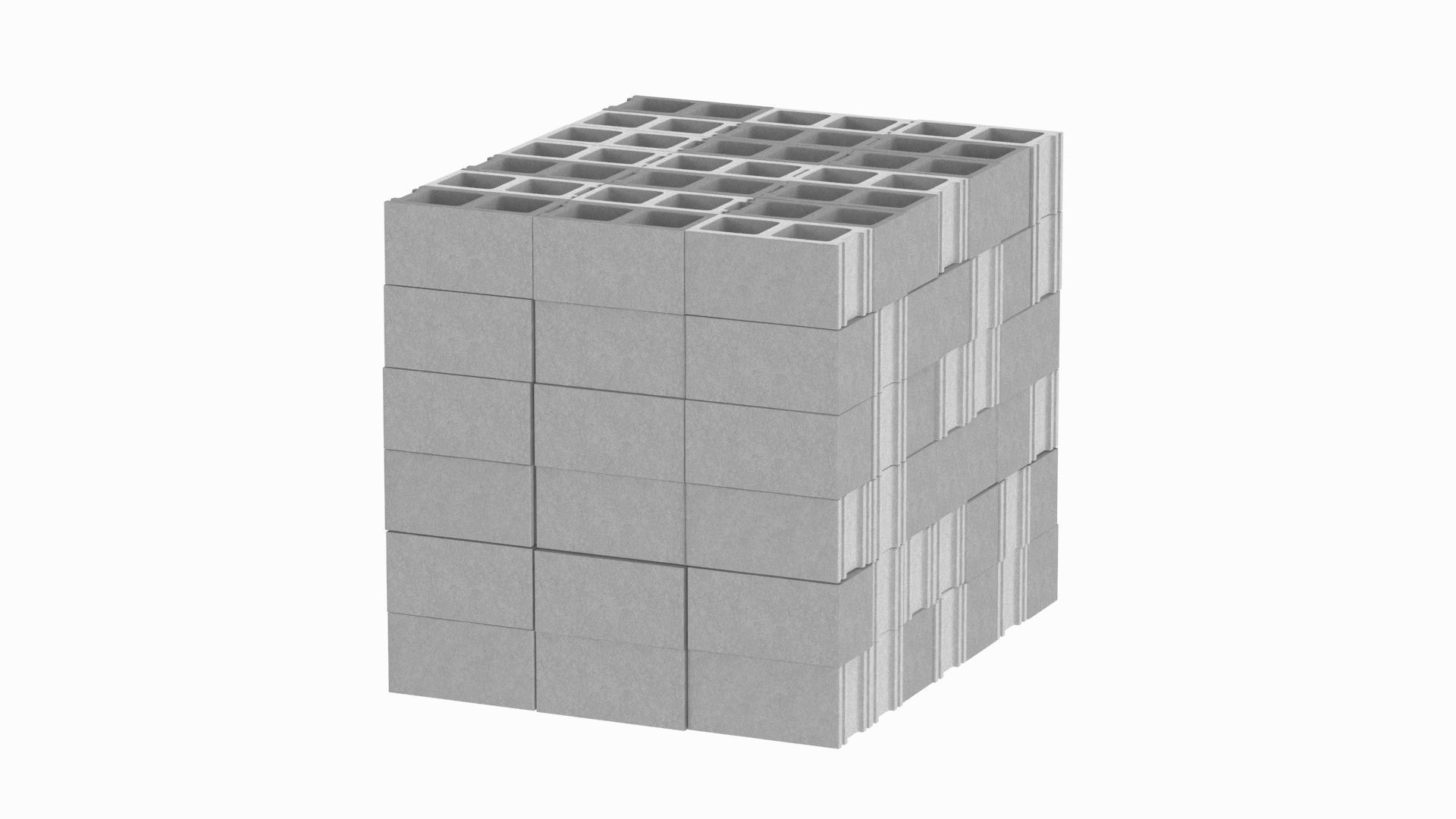 Cinder Blocks Stack 3D model_1