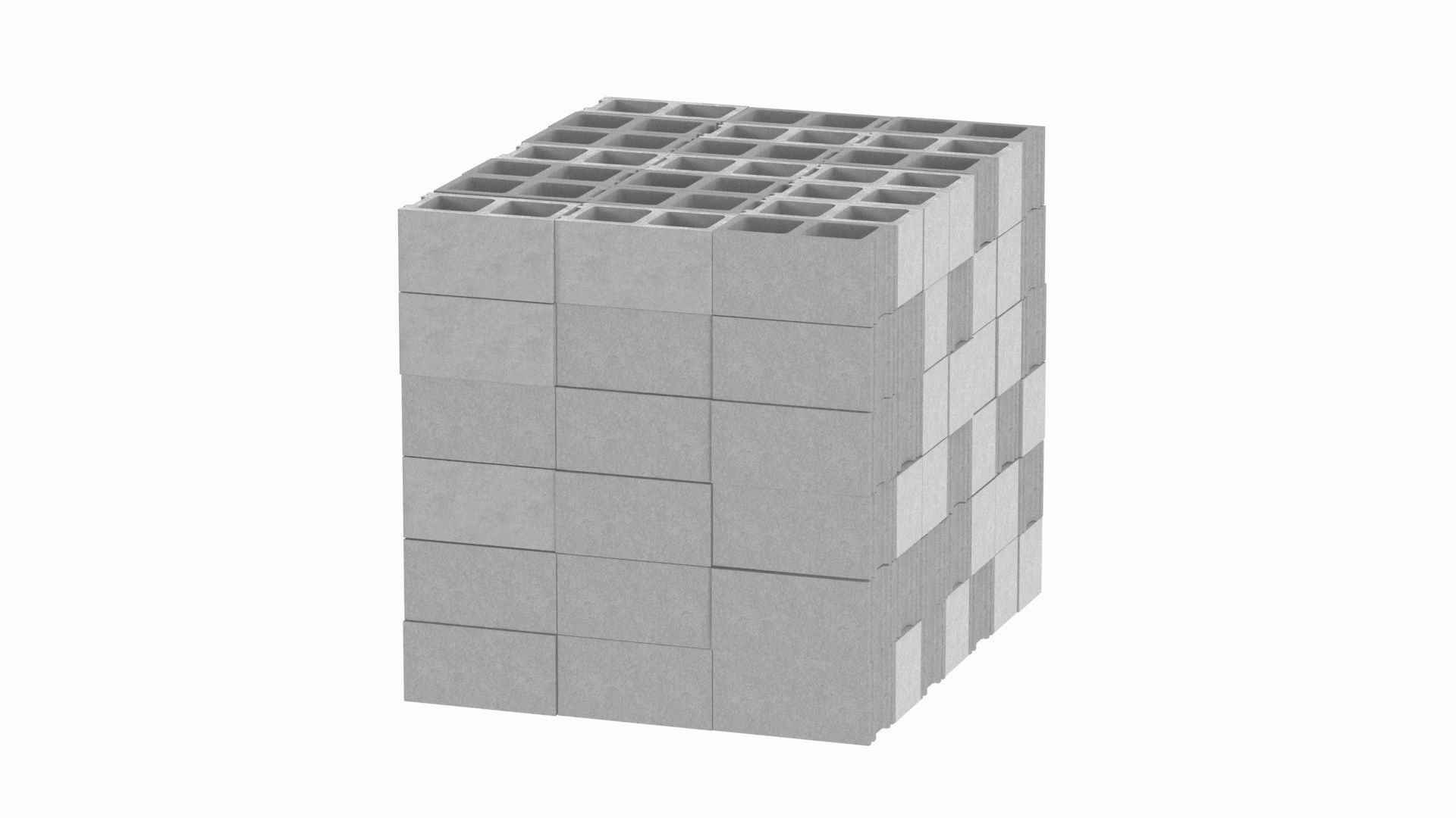 Cinder Blocks Stack 3D model_2