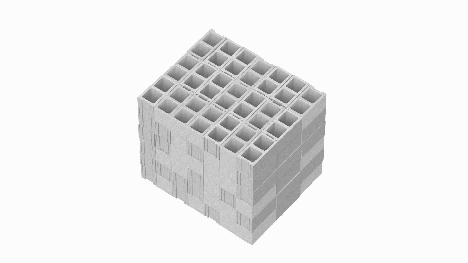 Cinder Blocks Stack 3D model_4
