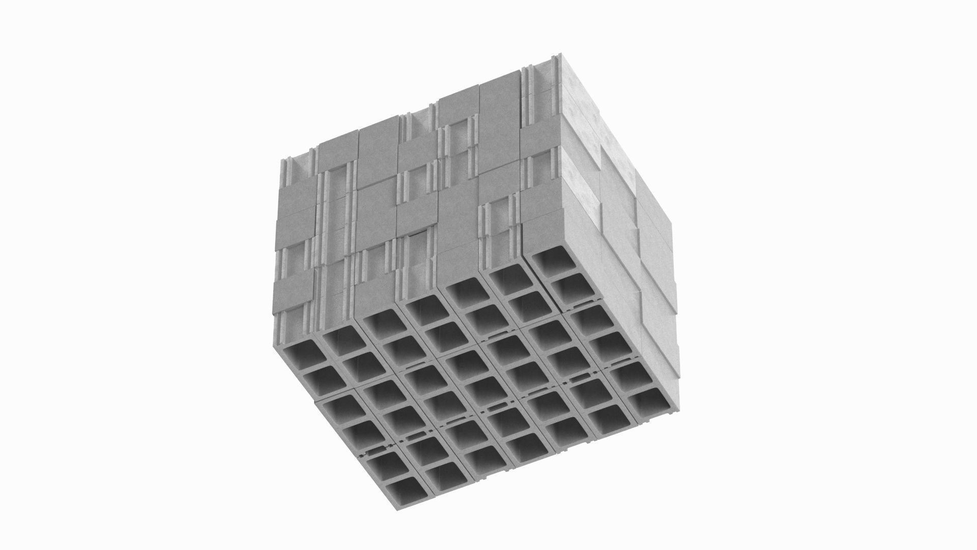 Cinder Blocks Stack 3D model_5