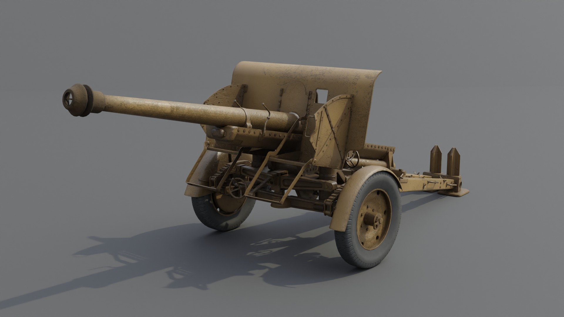 Type 90 75 mm field gun Low-poly 3D model_5