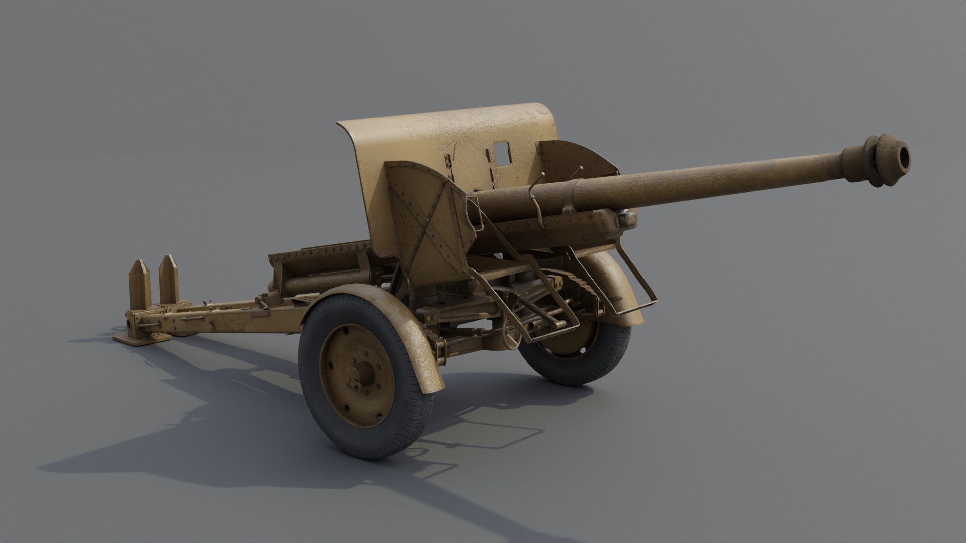 Type 90 75 mm field gun Low-poly 3D model_6