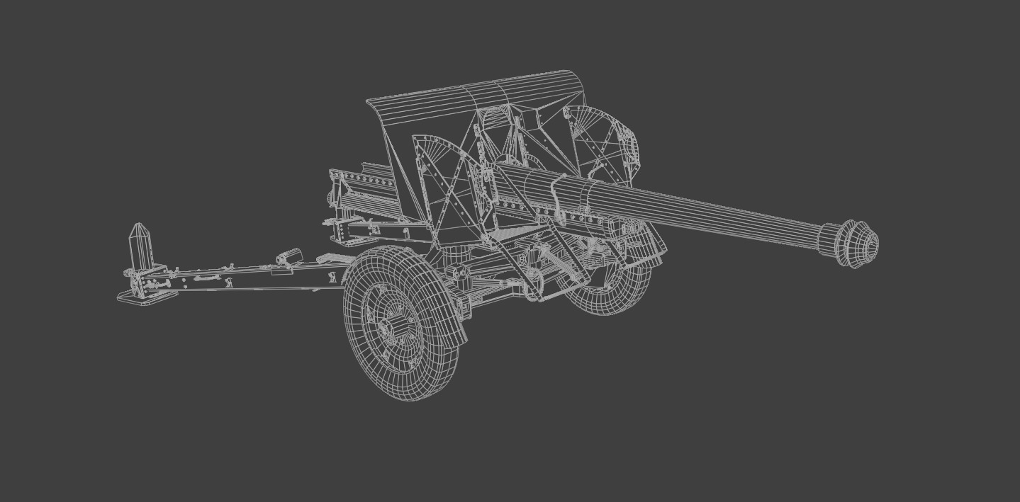 Type 90 75 mm field gun Low-poly 3D model_10