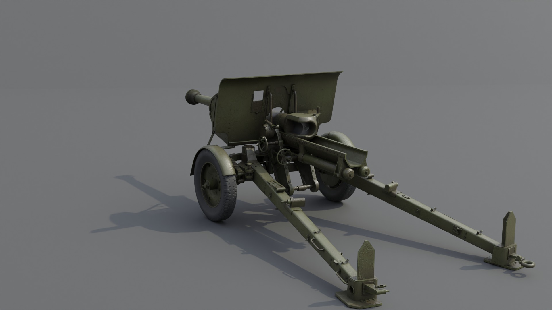 Type 90 75 mm field gun Low-poly 3D model_24