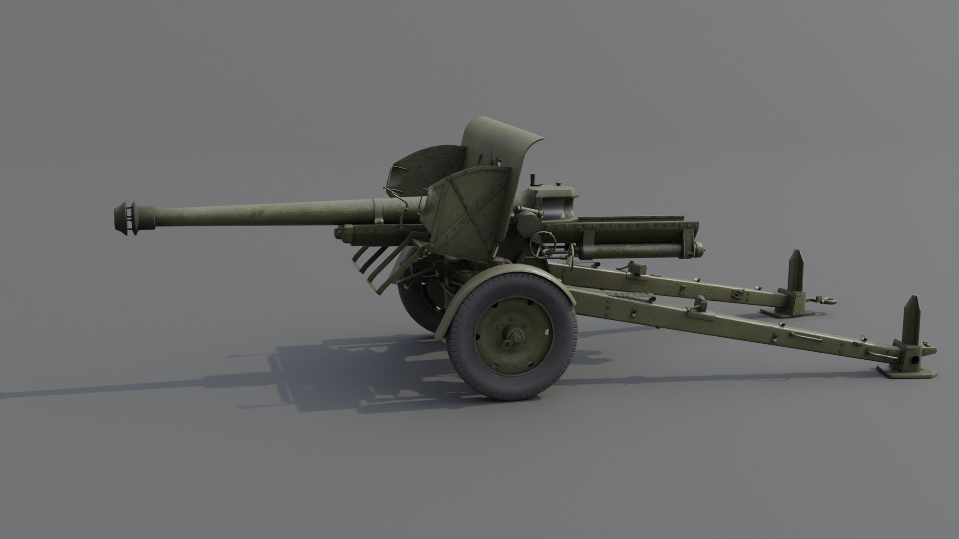 Type 90 75 mm field gun Low-poly 3D model_25