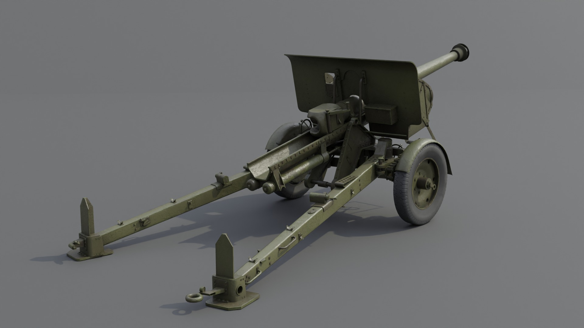 Type 90 75 mm field gun Low-poly 3D model_3