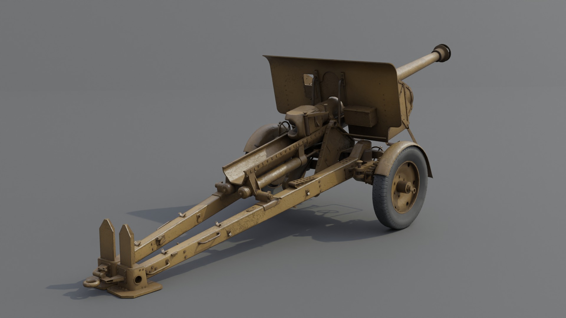 Type 90 75 mm field gun Low-poly 3D model_8