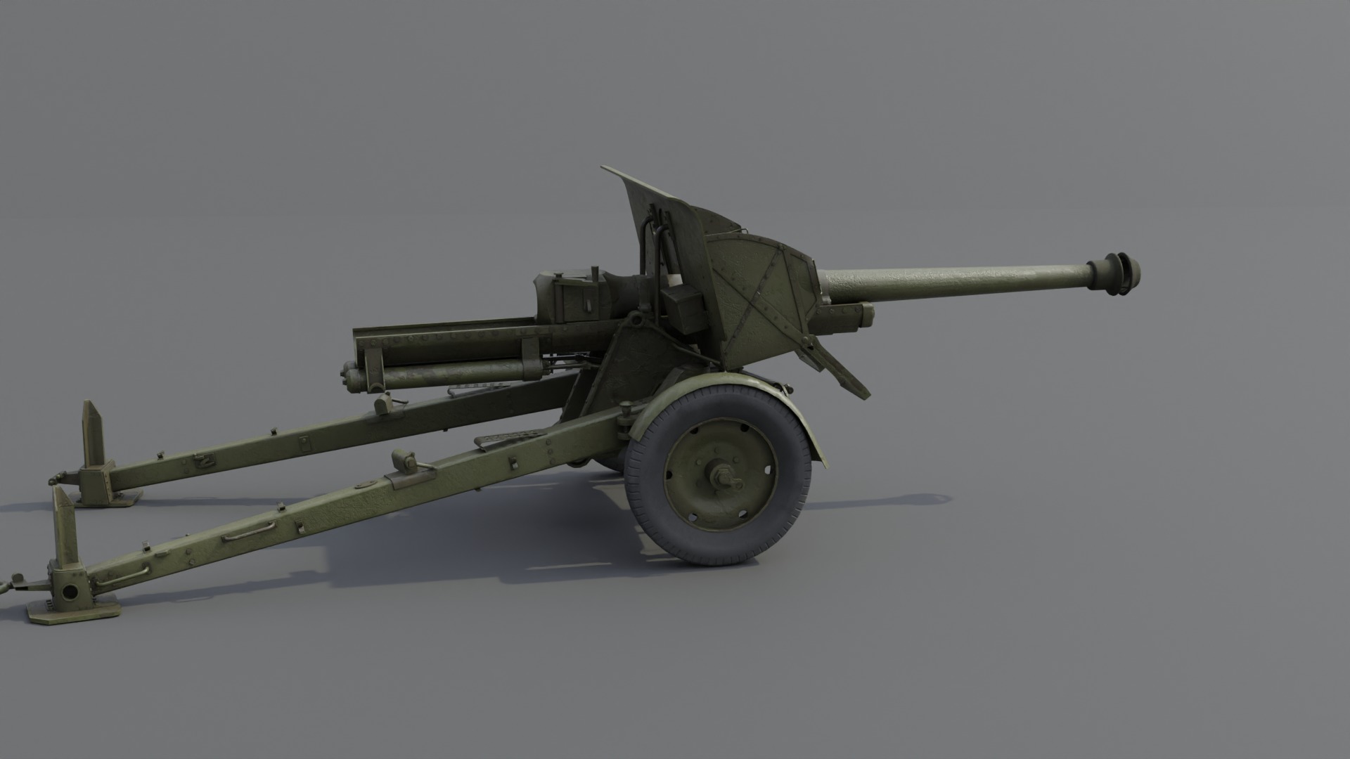 Type 90 75 mm field gun Low-poly 3D model_21