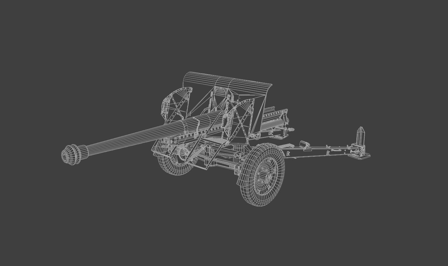 Type 90 75 mm field gun Low-poly 3D model_9