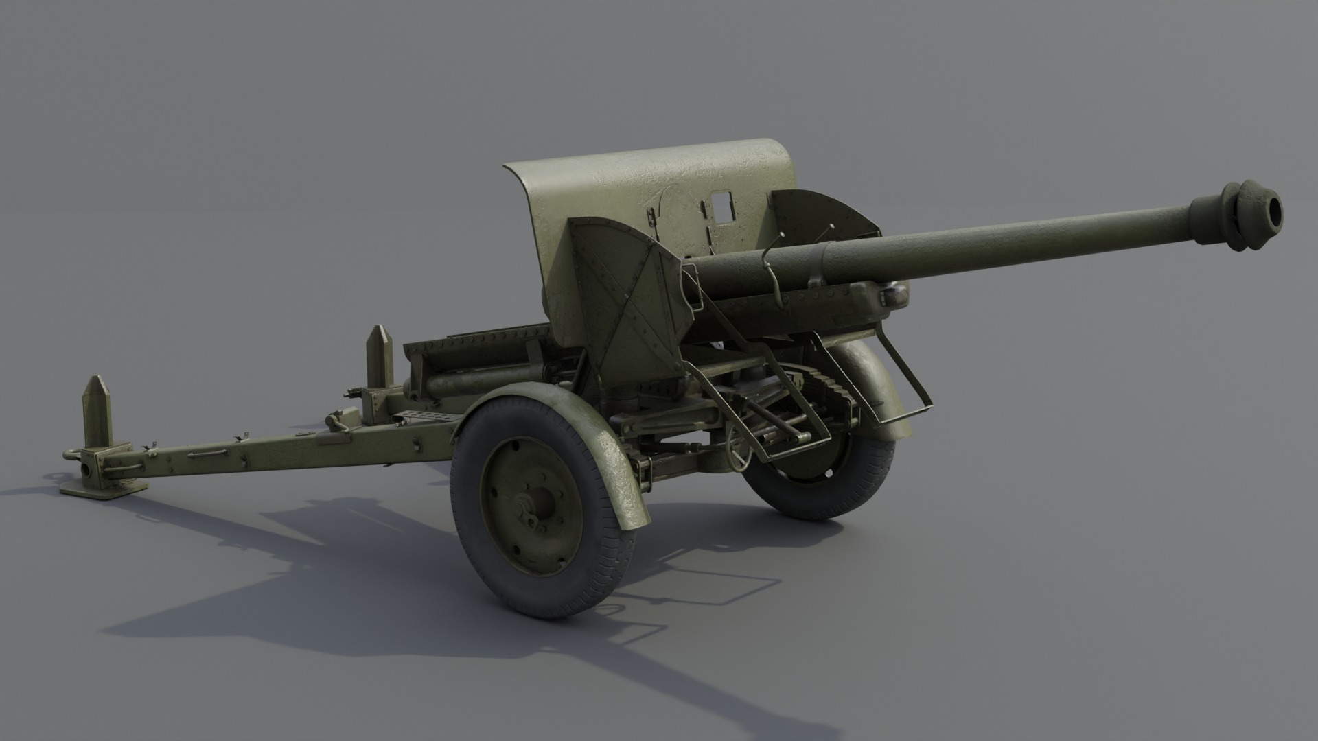 Type 90 75 mm field gun Low-poly 3D model_2