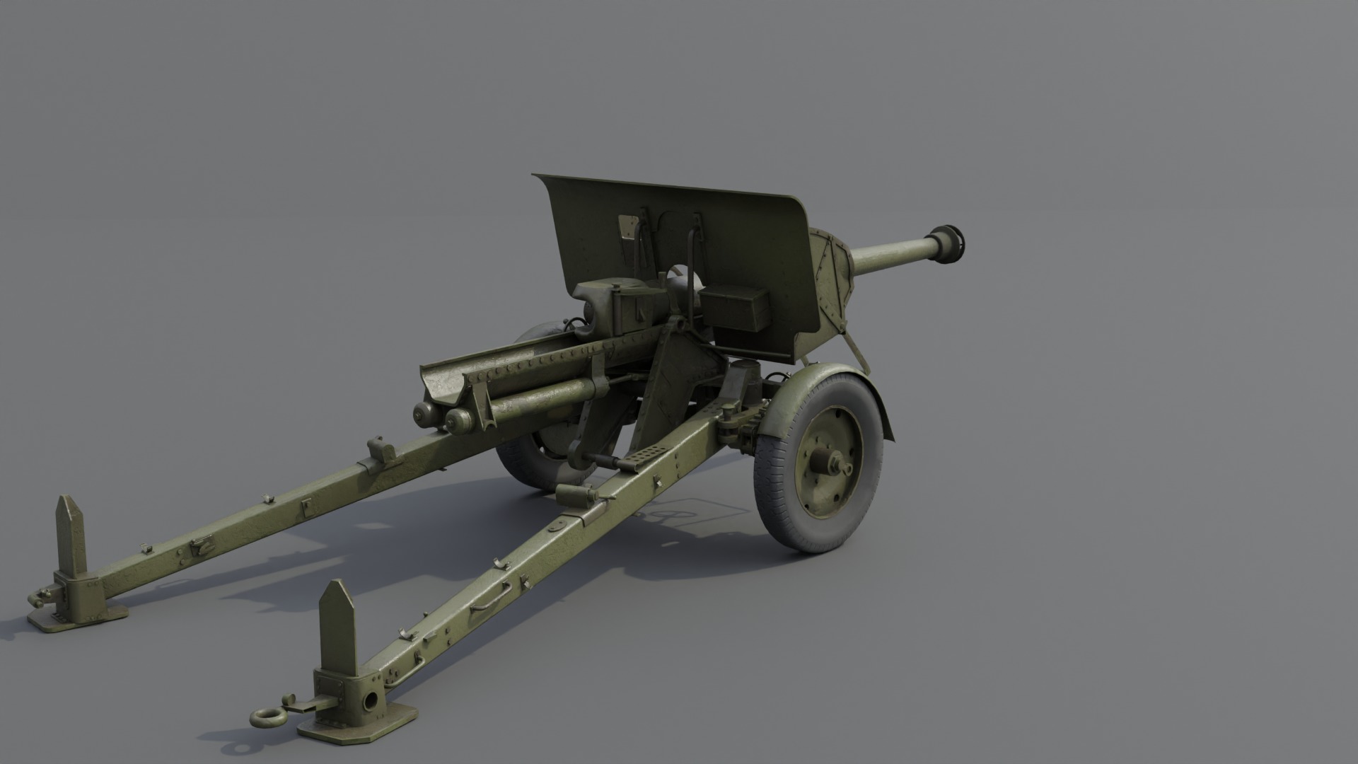 Type 90 75 mm field gun Low-poly 3D model_16